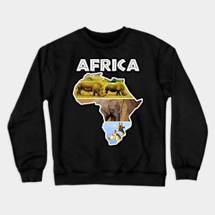 African Wildlife Continent Collage Crewneck Sweatshirt